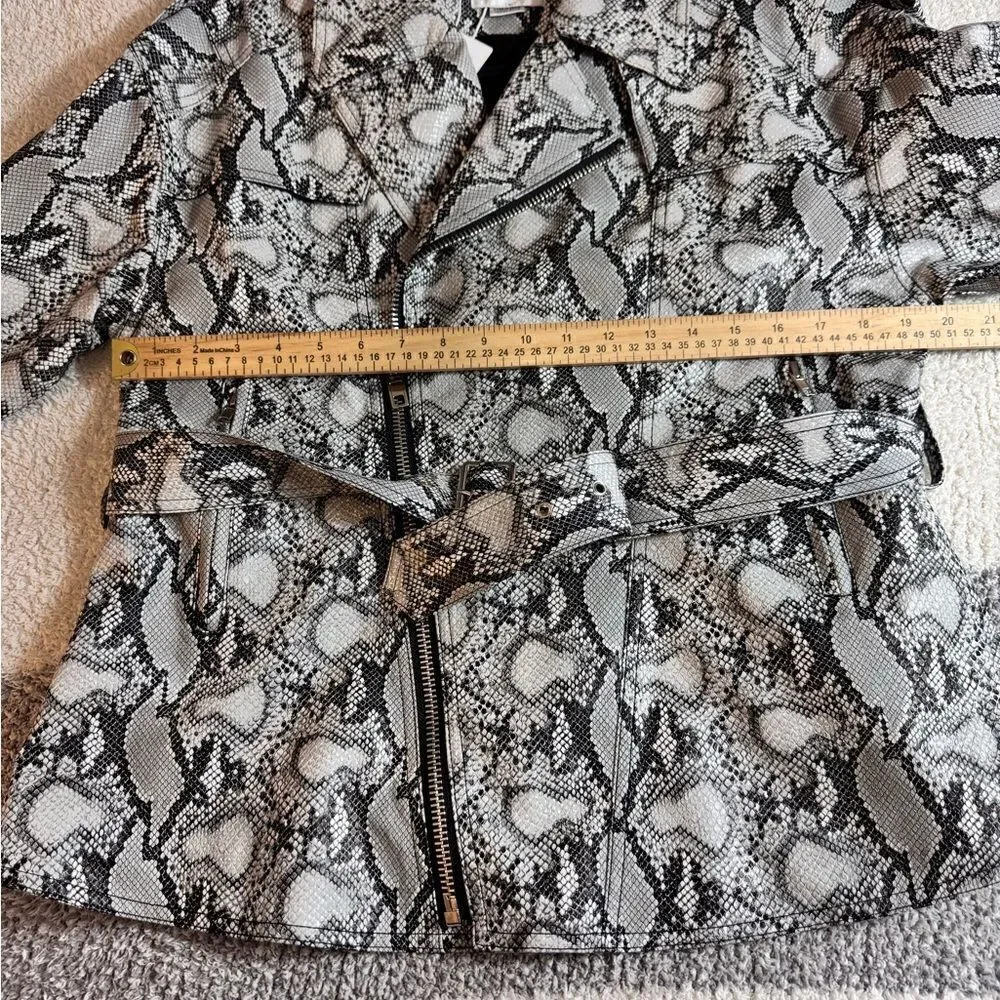 Noize Jacket Womens Size Large dakota snake print Faux Leather Moto zip‎ up New